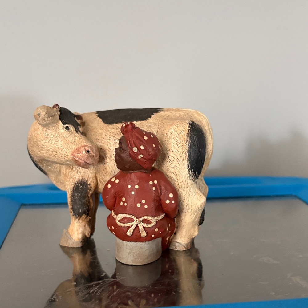 Decorative Cow and African American Heritage Figure Figurine